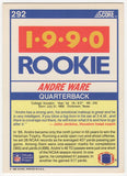 Andre Ware Signed Detroit Lions 1990 Score Football Rookie Card #292 - (SS COA)