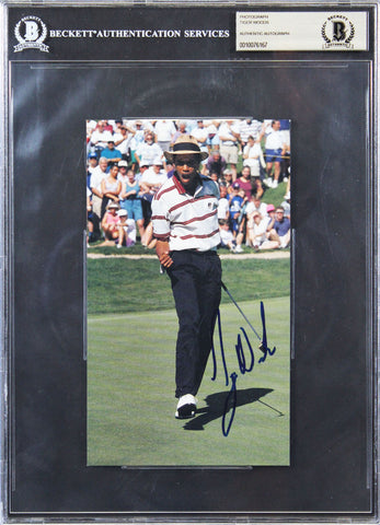 Tiger Woods Authentic Signed 4.65x8 Photo Auto Graded 10! Autographed BAS Slab