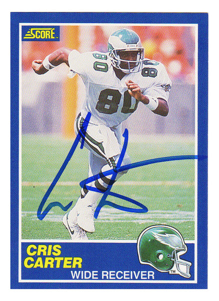 Cris Carter Autographed Eagles 1989 Score Rookie Card #73 (SCHWARTZ COA)