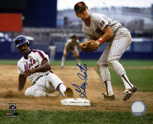 George Foster Signed Mets Sliding vs. Padres 8x10 Photo - (SCHWARTZ COA)