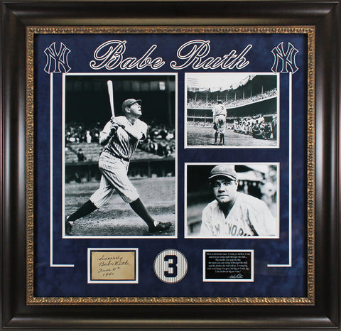 Yankees Babe Ruth "Sincerely" Signed & Framed 3x4.25 Cut Sig Auto 9! PSA & JSA