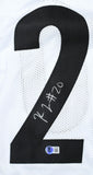Kaleb Johnson Autographed White Pro Style Jersey - Beckett W Hologram