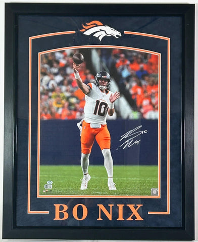 Bo Nix Autographed Denver Broncos 16x20 Photo - Framed 25"Wx31"H - Beckett COA