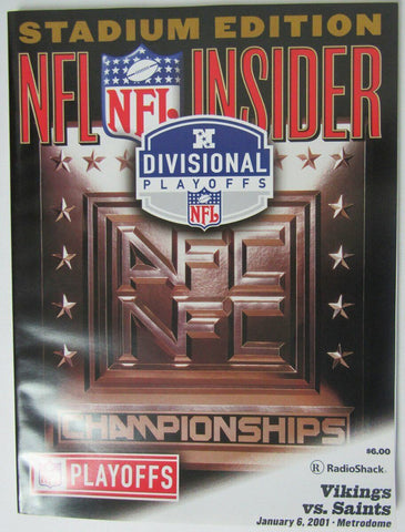 2001 NFC Divisional Playoff Program 1/6/01 Minnesota Vikings vs. Saints 145866