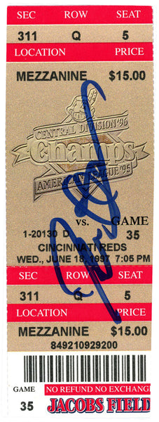 Deion Sanders Signed Cincinnati Reds 6/18/1997 @ Indians Ticket BAS 37175
