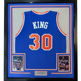FRAMED Autographed/Signed BERNARD KING 35x39 New York Blue Jersey BAS COA