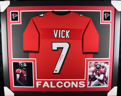 MICHAEL VICK (Falcons red SKYLINE) Signed Autographed Framed Jersey Beckett