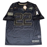 CHRISTIAN McCAFFREY SIGNED CAROLINA PANTHERS SALUTE TO SERVICE NIKE JERSEY BAS