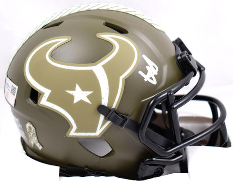 Will Anderson Autographed Texans Salute to Service Speed Mini Helmet- Fanatics