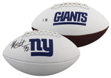 Giants Michael Strahan Signed Rawlings White Panel Logo Football BAS Witnessed