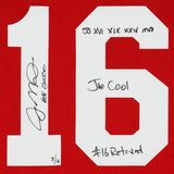 Joe Montana 49ers Signed Mitchell & Ness Replica Jersey w/Career Inscs-LE 16