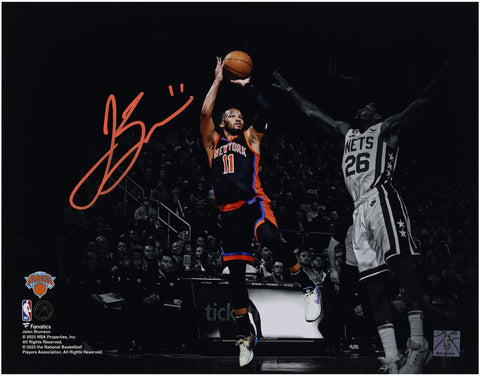 Jalen Brunson New York Knicks Signed 11x14 Shooting Versus Nets Spotlight Photo
