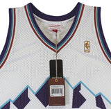 Jazz Karl Malone Signed 1996-97 White Mitchell & Ness Swingman Jersey BAS Wit