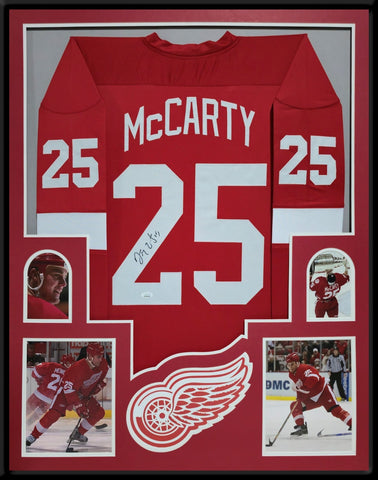 FRAMED DETROIT RED WINGS DARREN MCCARTY AUTOGRAPHED SIGNED JERSEY JSA COA