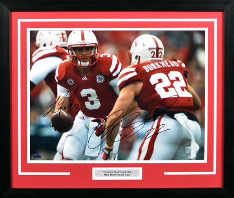 REX BURKHEAD & TAYLOR MARTINEZ SIGNED NEBRASKA CORNHUSKERS 16x20 FRAMED PHOTO