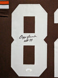 FRAMED CLEVELAND BROWNS OZZIE NEWSOME AUTOGRAPHED INSCRIBED JERSEY JSA COA