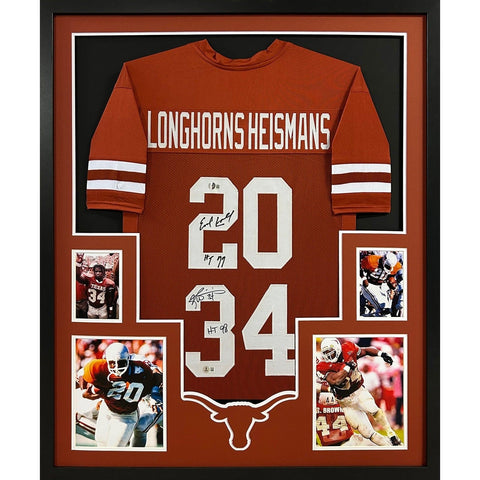 Texas Heisman Autographed Signed Framed Earl Campbell Ricky Williams Jersey