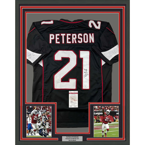 Framed Autographed/Signed Patrick Peterson 33x42 Arizona Black Jersey JSA COA
