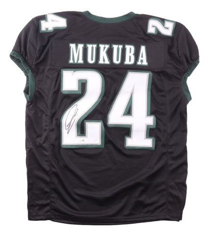 Andrew Mukuba Philadelphia Signed Black Pro Cut Football Jersey JSA QR Hologram