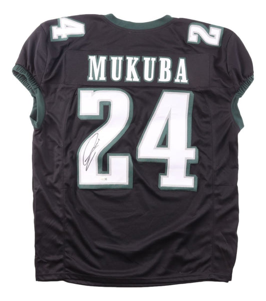 Andrew Mukuba Philadelphia Signed Black Pro Cut Football Jersey JSA QR Hologram