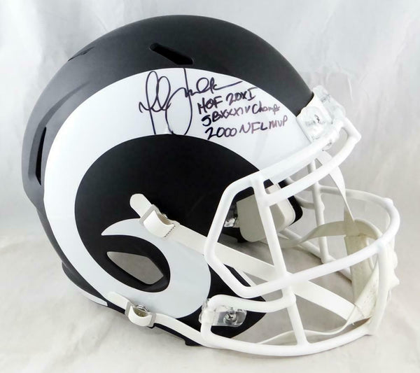 Marshall Faulk Signed LA Rams F/S Flat Black Speed Helmet- Beckett Aut – Super Sports Center