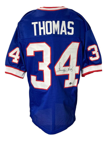 Thurman Thomas Signed Custom Blue Pro-Style Football Jersey BAS ITP