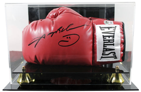 Sugar Ray Leonard Signed Red Left Hand Everlast Boxing Glove W/ Case BAS Wit