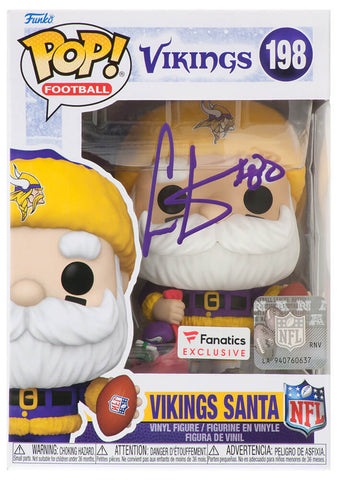 Cris Carter Signed Minnesota Vikings 'SANTA' Funko Pop Doll #198 -(SCHWARTZ COA)