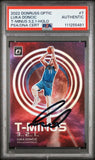 Luka Doncic Signed 2022 Donruss Optic T-Minus 3,2,1 Prizm Holo #7 Card PSA Slab