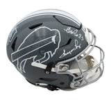 J Kelly, A Reed, T Thomas Signed Buffalo Bills Flex Auth Slate Cust Decal Helmet