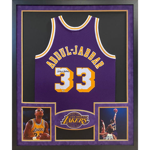 Kareem Abdul-Jabbar Autographed Signed Framed Los Angeles Lakers Jersey FANATICS