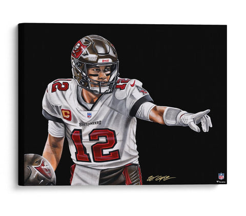 Tom Brady Tampa Bay Buccaneers 16x20 Canvas Giclee Print-Signed by Bill Lopa