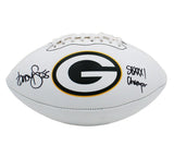 Dorsey Levens Signed Green Bay Packers Embroidered White Football with Inscr.