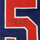 FRAMED Signed SHANE BIEBER 35x39 Cleveland Blue Jersey JSA COA Auto