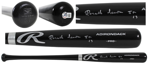 Braves Ronald Acuna Jr. Full Name Signed Black Rawlings Bat BAS Witnessed