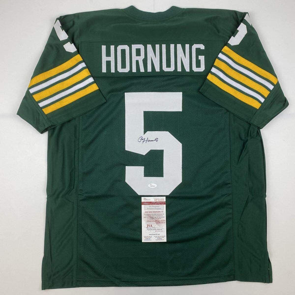 Autographed/Signed PAUL HORNUNG Green Bay Green Football Jersey JSA COA Auto