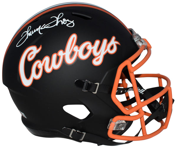 THURMAN THOMAS SIGNED OKLAHOMA STATE COWBOYS BLACK FULL SIZE HELMET BECKETT