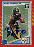 Kaleb Johnson Signed Steelers 2025 Donruss Red Optic #322 Card Beckett 56993
