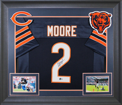 D.J. Moore Authentic Signed Navy Pro Style Framed Jersey Autographed BAS Witness
