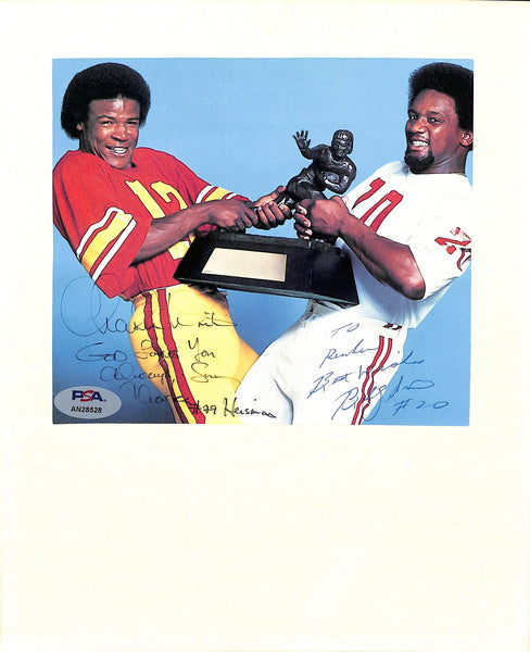 Billy Sims/Charles White Dual-Signed/Auto/Insc 8x10 Heisman Photo PSA/DNA 185178