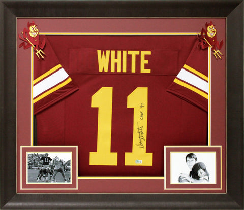 ASU Danny White "CHOF '97" Signed Maroon Pro Style Framed Jersey BAS Witnessed