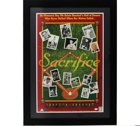Yogi Berra, Bob Feller, Duke Snider Signed Framed Memorial Day HOFer Poster