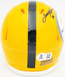TERRY BRADSHAW AUTOGRAPHED STEELERS YELLOW SPEED MINI HELMET BECKETT 230229
