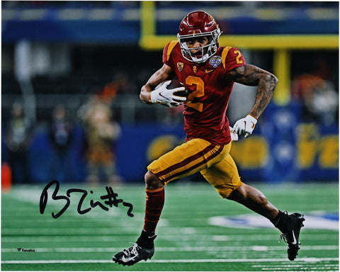 Brenden Rice USC Trojans Autographed 8" x 10" Running in Red Jersey Photograph