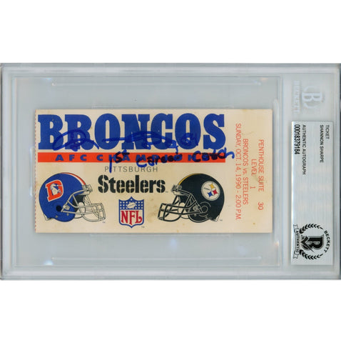 Shannon Sharpe Autographed Denver Broncos 90 Ticket Stub 1st Catch Beckett 53171