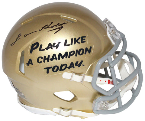 Lou Holtz Autographed/Signed Notre Dame Mini Helmet PLAC Beckett 40616