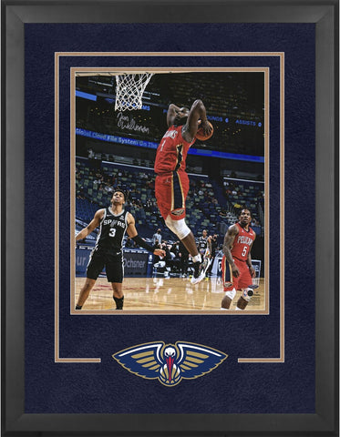 Zion Williamson New Orleans Pelicans FRMD Signed 16x20 Dunk in Red Jersey Photo