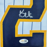 Autographed/Signed Kyle Harrison Milwaukee Pinstripe Jersey JSA COA