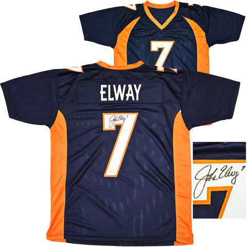 DENVER BRONCOS JOHN ELWAY AUTOGRAPHED BLUE JERSEY BECKETT BAS WITNESS 220372