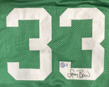 Larry Bird Signed Custom Green Pro-Style Basketball Jersey BAS ITP